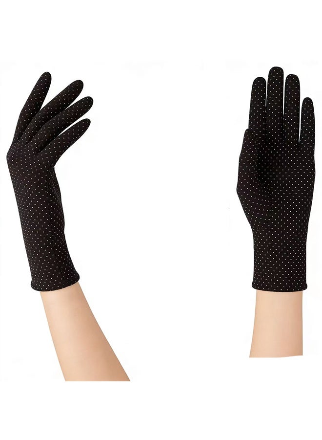 واي جيه قفازات نسائية مضادة للتجمد، أنيقة، جميلة وفاخرة، قفازات ركوب الدراجات في الهواء الطلق، قفازات تعمل باللمس، قفازات قيادة شتوية، باللون الأسود - Image 4